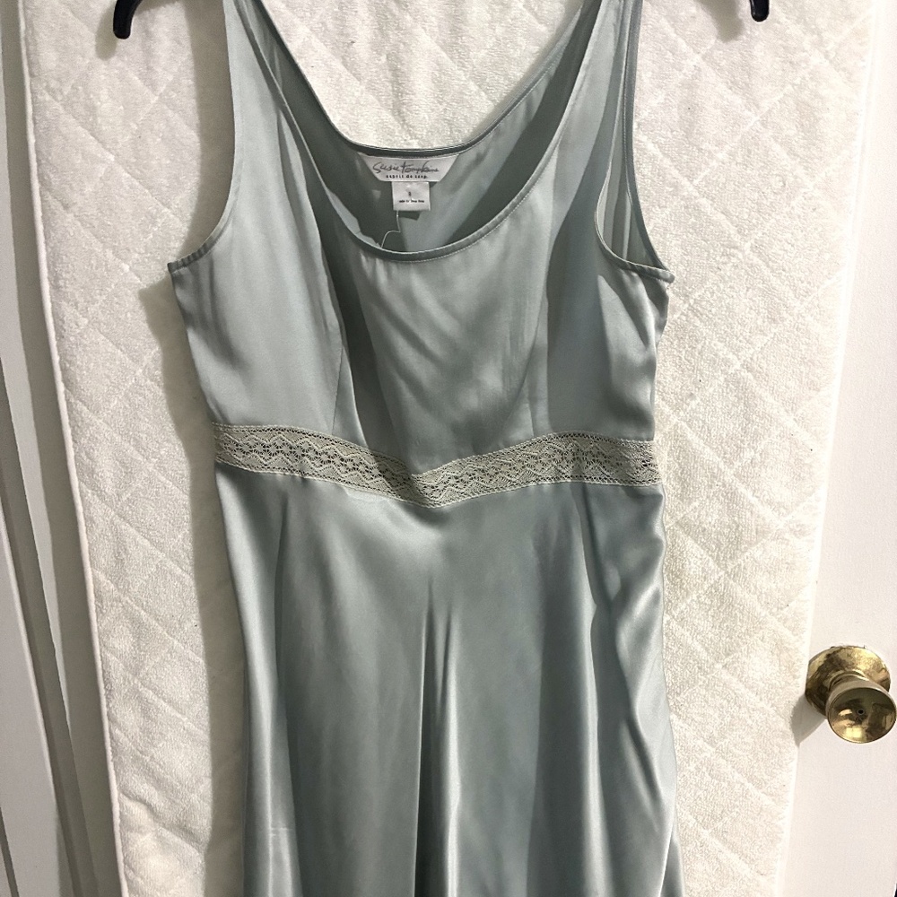 Silk Slip Dress Nightgown - Soft Sage Green by Eileen Fisher